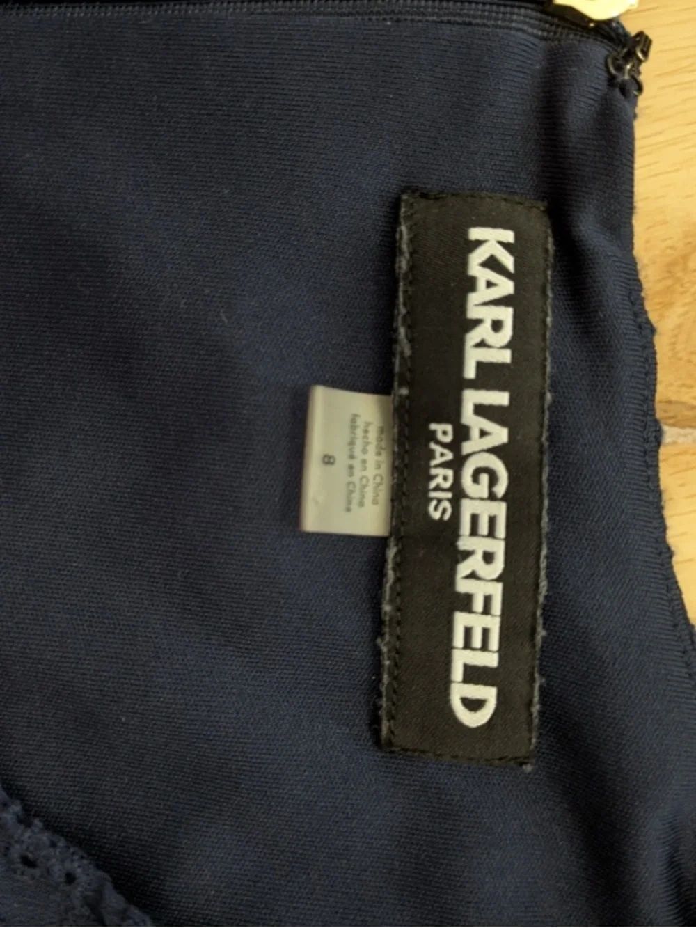 🛍️ Karl Lagerfeld Navy Eyelet Shift Dress Size 8 - Picture 5 of 6